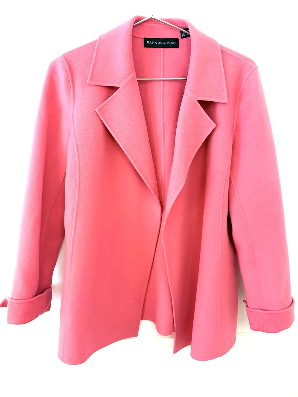 DANA BUCHMAN Double-Faced Wool Open-Front Jacket, pink
